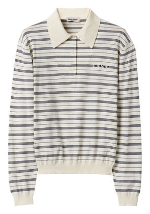 Miu Miu striped knitted cotton polo shirt - Neutrals