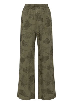 Golden Goose floral-embroidered straight trousers - Green