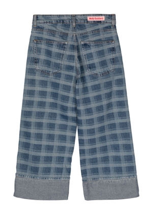 Molly Goddard check-print wide-leg jeans - Blue