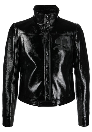 Courrèges logo-patch faux leather jacket - Black