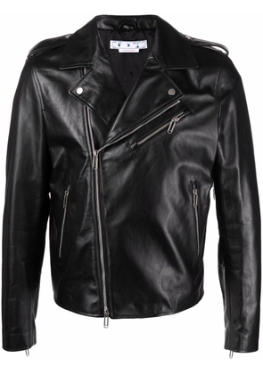 Off-White Diag-print biker jacket - Black