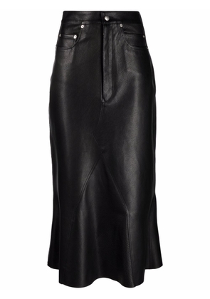 Rick Owens knee godet leather skirt - Black