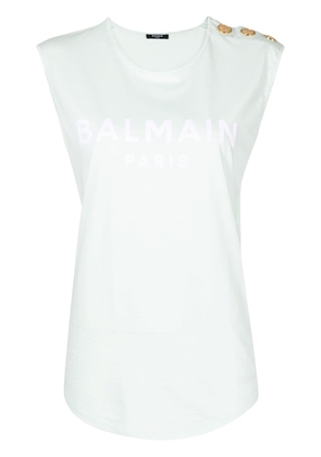 Balmain logo-print sleeveless T-shirt - Blue