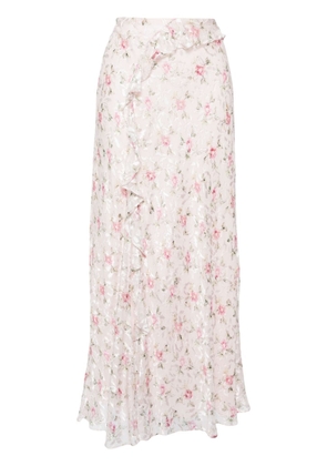 LoveShackFancy floral-print draped maxi skirt - Pink