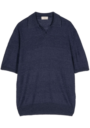 Altea chevron-knit linen-blend polo shirt - Blue