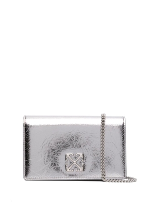 Off-White Jitney 0.5 leather clutch bag - Silver