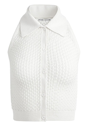 alice + olivia spread-collar crochet top - White