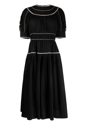 Ulla Johnson Harriet contrast-embroidered midi dress - Black