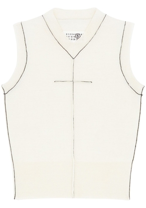 MM6 Maison Margiela stitch-detail wool-knit vest top - White