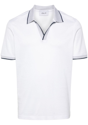 D4.0 striped-edge cotton polo shirt - White
