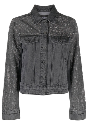 Karl Lagerfeld rhinestone-embellished denim jacket - Grey