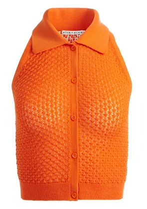 alice + olivia Miles spread-collar crochet top - Orange