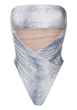 Adriana Degreas strapless wrap swimsuit - Blue