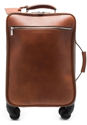 Brunello Cucinelli logo-embossed suitcase - Brown
