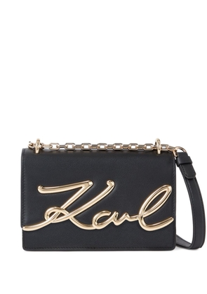 Karl Lagerfeld Signature leather shoulder bag - Black