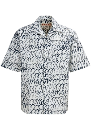 Marni scribble-print short-sleeve cotton shirt - White