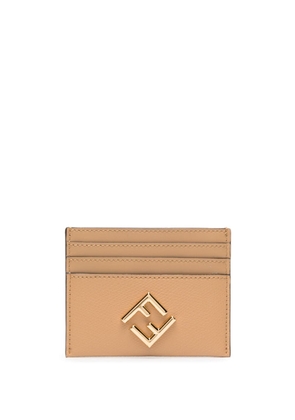 FENDI FF-plaque leather cardholder - Brown