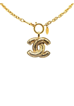 CHANEL Pre-Owned 20th Century CC Quilted Pendant costume necklace - Gold
