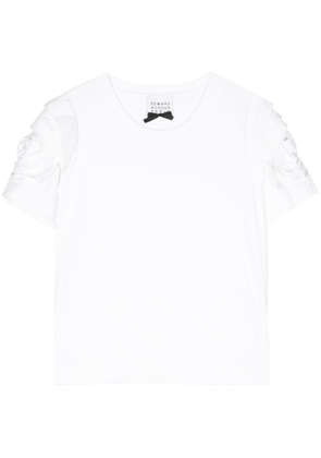 Edward Achour Paris gathered short-sleeve T-shirt - White