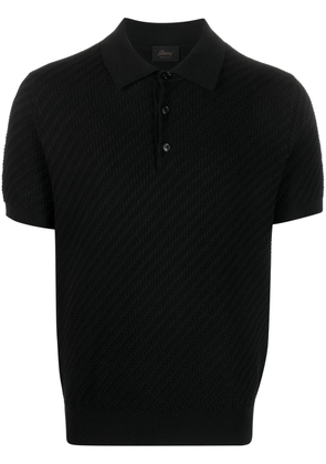 Brioni waffle-knit polo shirt - Black