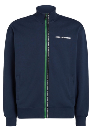 Karl Lagerfeld logo-stripe zip-up sweatshirt - Blue