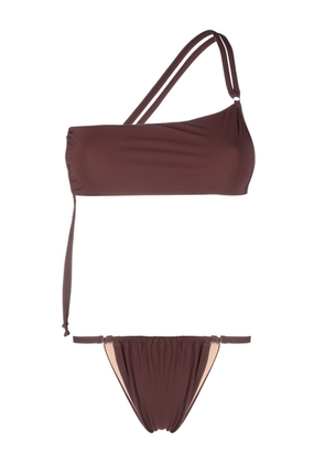 ANDREĀDAMO one-shoulder bikini set - Brown