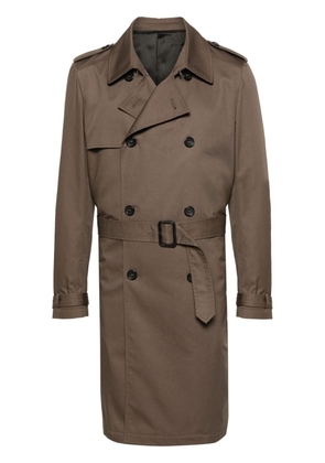 ERALDO twill double-breasted trench coat - Brown