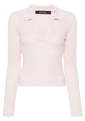 Daily Paper Ada crochet-knit polo top - Pink