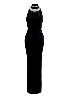 Balmain crystal-embellished velvet gown - Black