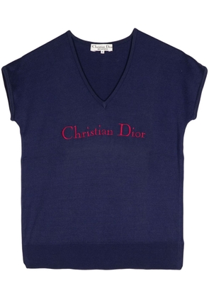 Christian Dior Pre-Owned 1990-2000s logo-embroidered knitted top - Blue