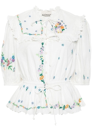 ALEMAIS Willa floral-embroidery blouse - White