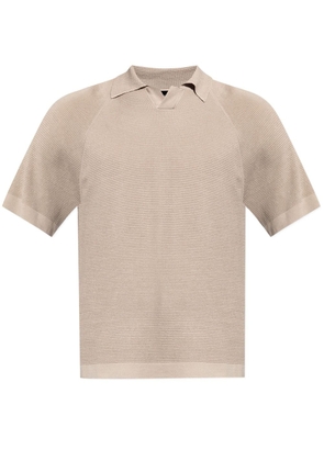 Giorgio Armani short-sleeve pointelle-knit polo shirt - Neutrals
