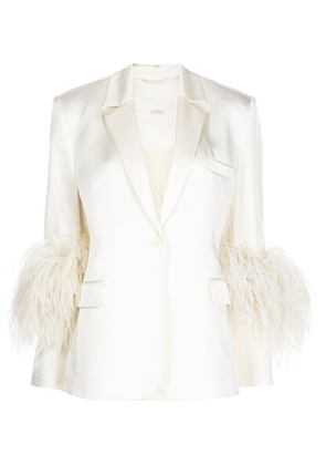 LAPOINTE feather-detailing single-breasted blazer - White