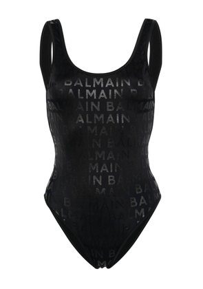 Balmain logo-print swimsuit - Black
