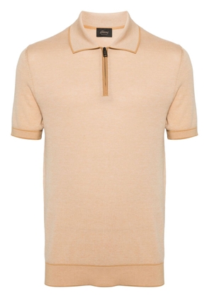 Brioni zipped cotton polo shirt - Neutrals