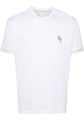 Eleventy logo-embroidered cotton T-shirt - White