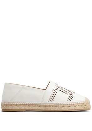Tod's logo-perforated leather espadrilles - White