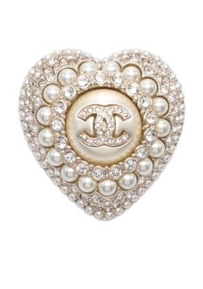 CHANEL Pre-Owned 1986-1988 CC heart brooch - Gold