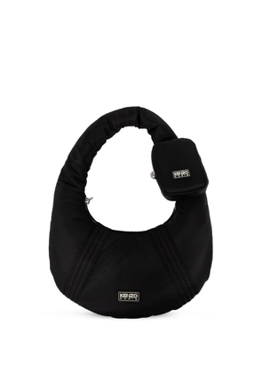 Kenzo logo-appliqué ribbed-detail shoulder bag - Black