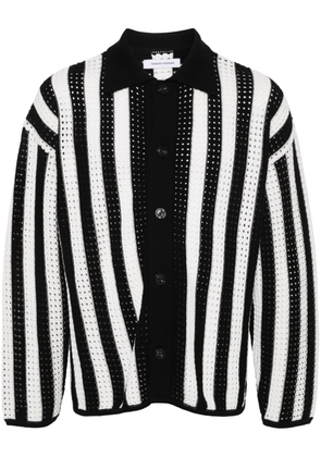 TENDER PERSON open-knit striped cardigan - White
