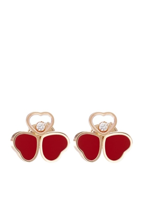 Chopard Rose Gold And Diamond Happy Hearts Wings Earrings