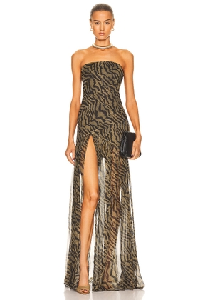 retrofete Nicole Dress in Tiger Stripe - Olive. Size S (also in M, XS).