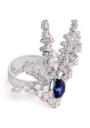 Yeprem White Gold, Diamond And Sapphire Reign Supreme Stackable Ring