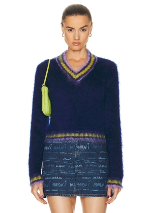Marni V-neck Long Sleeve Sweater in Royal - Navy. Size 38 (also in 40).