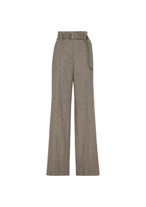 Brunello Cucinelli Brushed Techno Wool Loose Corset Tailored Trousers