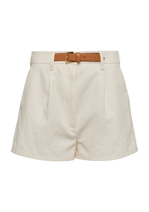 Prada Cotton-Flax Tailored Shorts