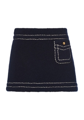 Prada Cashmere Stitch-Detail Mini Skirt