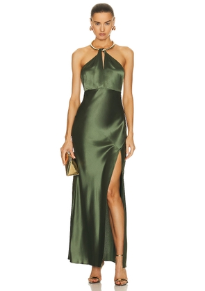 NICHOLAS Edyth Keyhole Necklace Gown in Dark Olive - Olive. Size 8 (also in ).