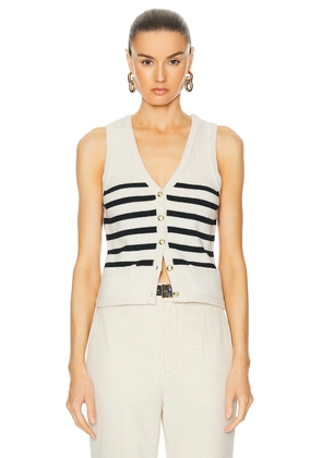 L'Academie by Marianna Calanth Striped Vest in Cream & Black - White. Size M (also in L).