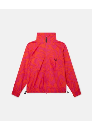 Stella McCartney - TrueCasuals Leopard Print Woven Track Jacket, Woman, Active Orange/Real Magenta, Size: XL